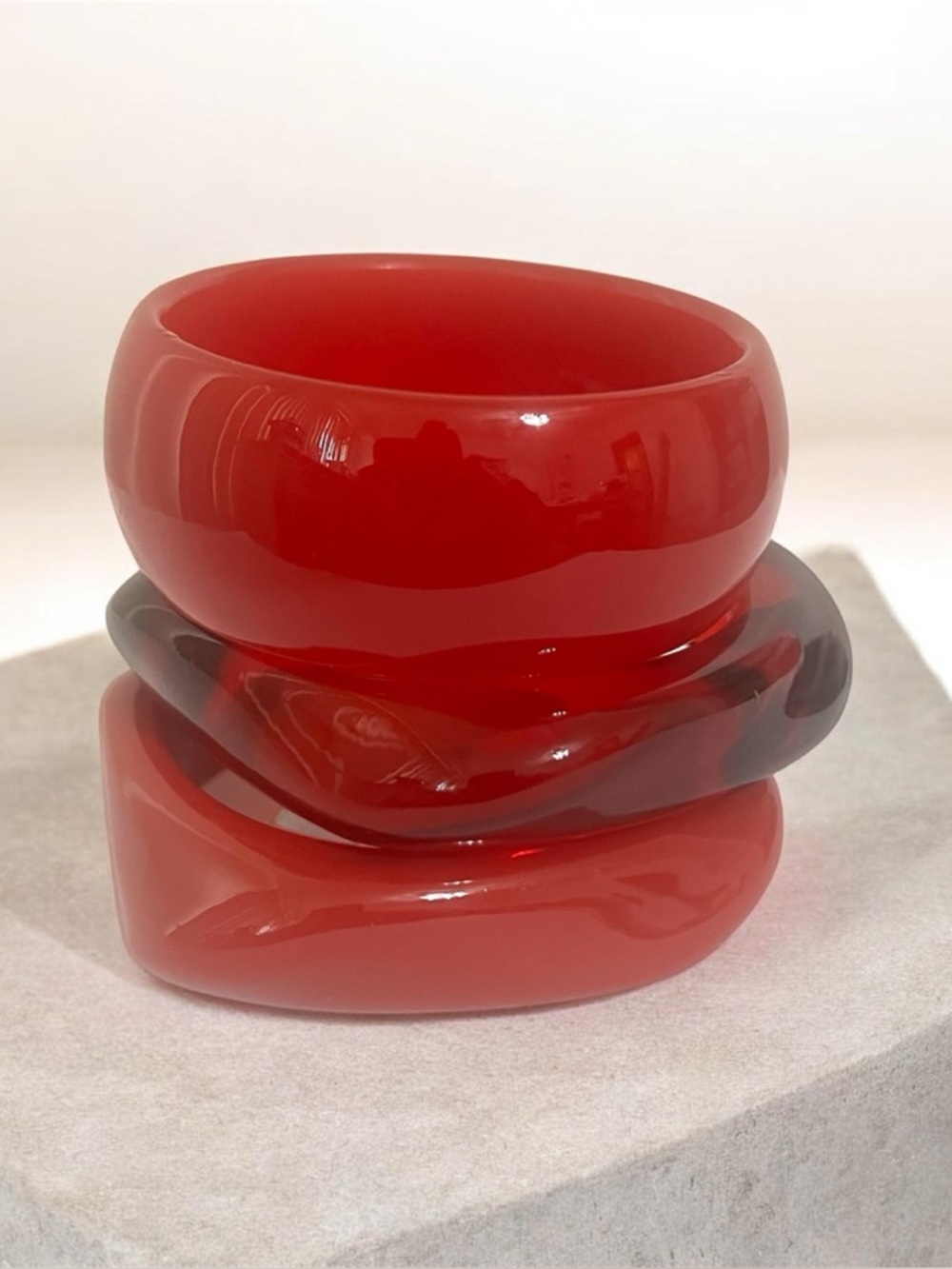 🔥🔥🆕Set of 3 Red Resin Bangle Bracelets
